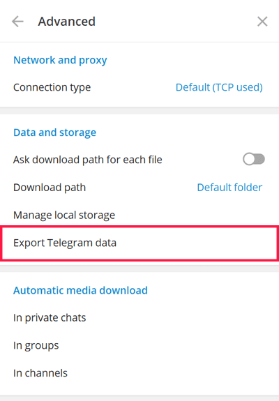 Export Telegram Data