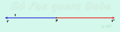 O ponto P determina na reta t duas semi-retas