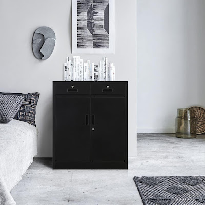 Metal Storage Cabinet with 2 Drawers and Shelve