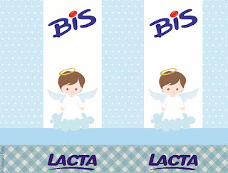 Cute Angel in Light Blue Free Printable Candy Bar Labels.