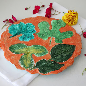 nature inspired platter made with plaster of paris