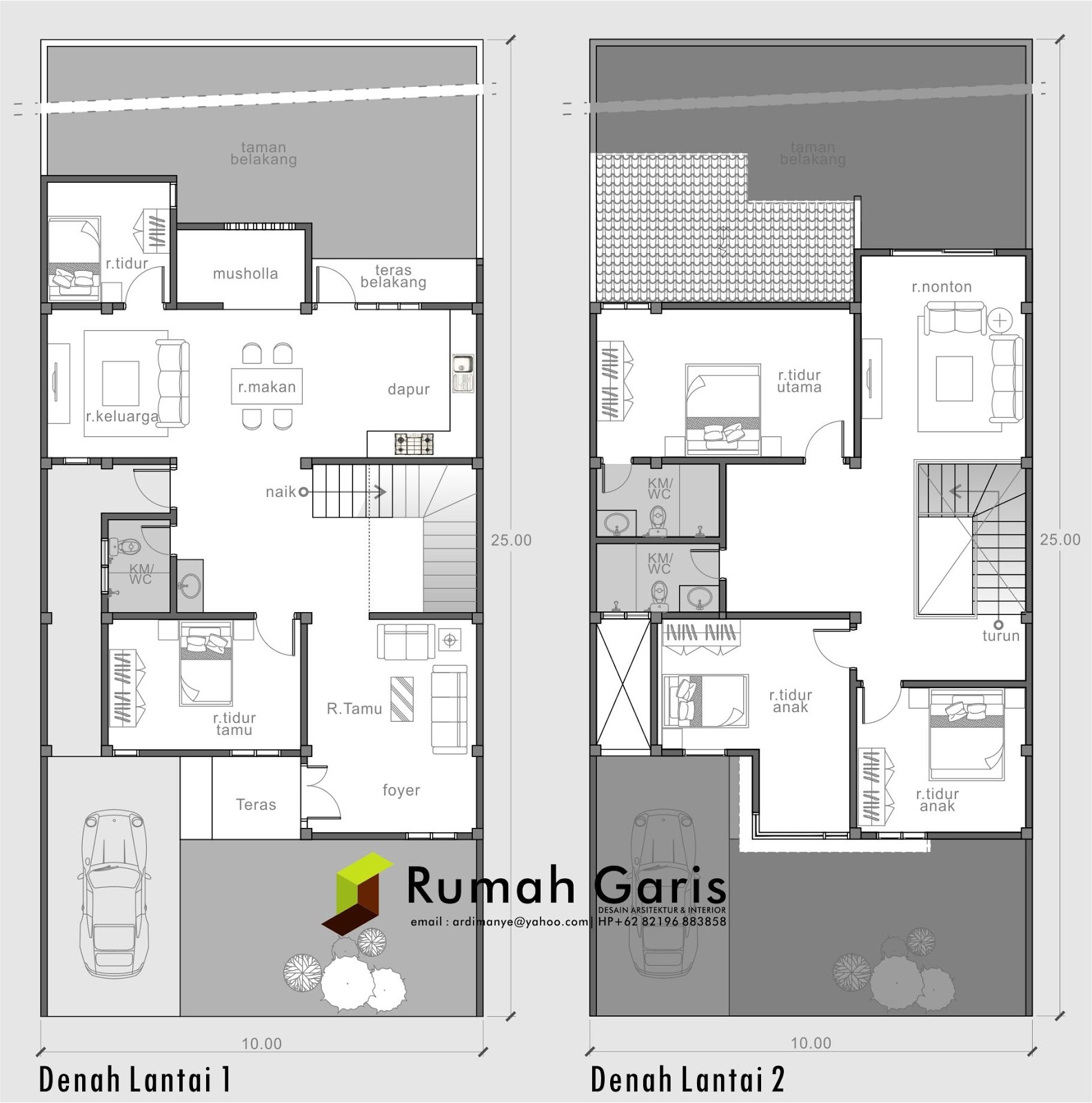 Desain Rumah Tinggal 2 Lantai Di Lahan 10x25 Meter Di Sengkang