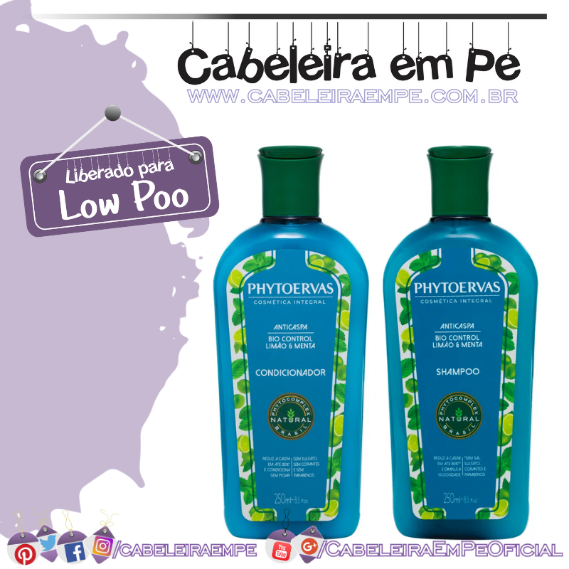 Shampoo e Condicionador Anticaspa Limão e Menta - Phytoervas (Low Poo)