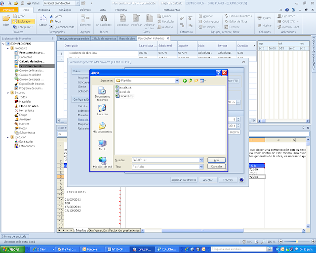 Opus Planet 012 Configurar Mano de obra Factor de salario real FASAR