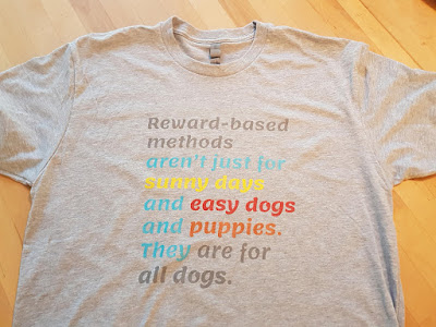 Reward-based methods & sunny days tee. All Companion Animal Psychology merch is on sale.