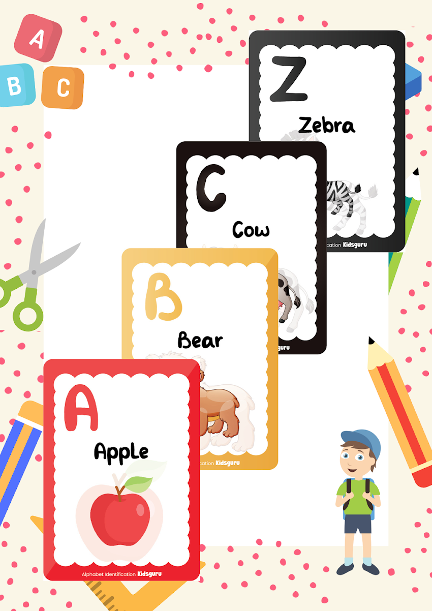 Cute Alphabets Poster Worksheets PDF - Kidzguru