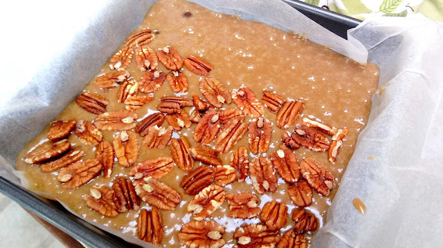 the fudgiest blondies ever with pecans