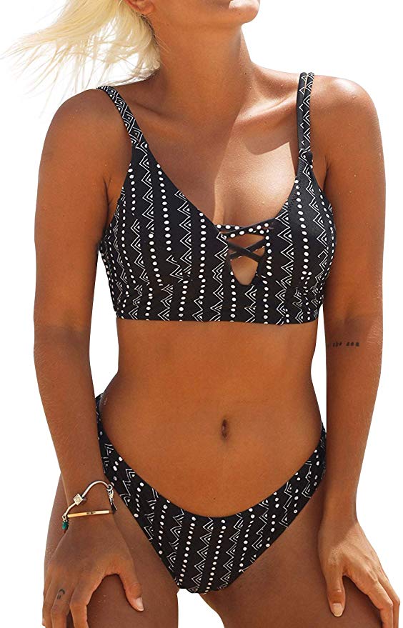  Lace Up Bikini Set Beach Swimwear