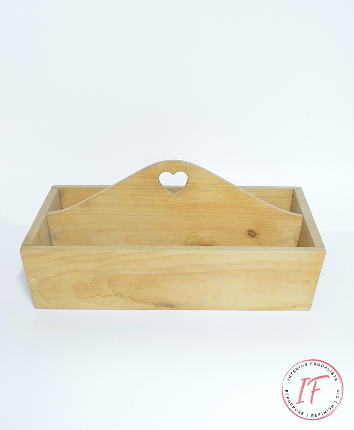 How to turn a wooden tool caddy from the thrift store into a lovely French Country-style Wooden Herb Garden, perfect for window ledge gardening, tabletop herb garden, or apartment balcony herb garden.