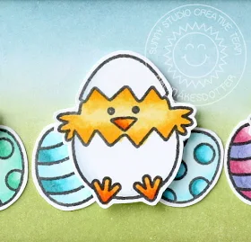 Sunny Studio Stamps: A Good Egg Trio Of Chicks Easter Card by Karin Akesdotter