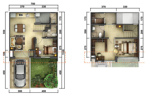 lingkar warna: 4 denah rumah minimalis ukuran 7x11 meter 3