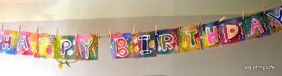 kids craft paste batik home-made happy birthday flag