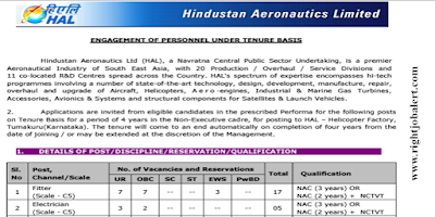 Fitter and Electrician Jobs in Hindustan Aeronautics Limited
