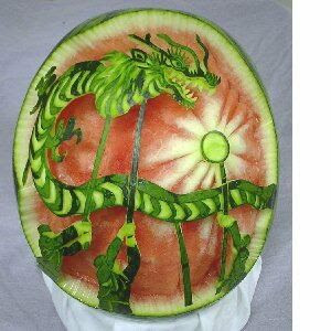 Watermelon carving art - seen at curiousphotos.blogspot.com