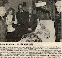 Anna Verbeeck werd 102 jaar oud