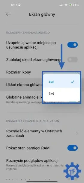 Zmiana siatki ikon w Xiaomi