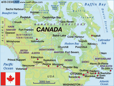 Mapamundi Mapa de Canadá America