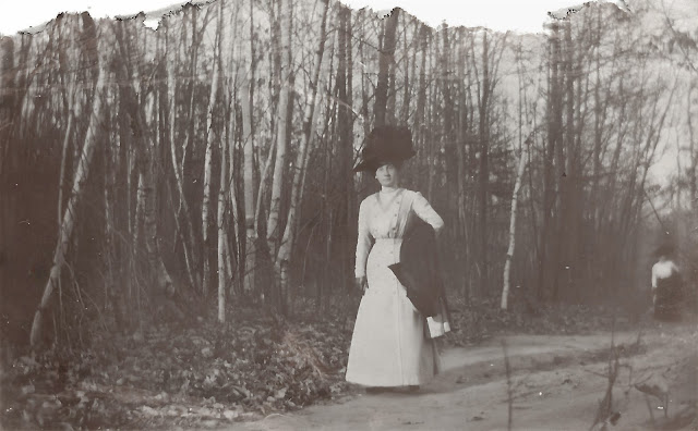 Unknown Woman in the woods from Smith Photo Album, abt 1917
