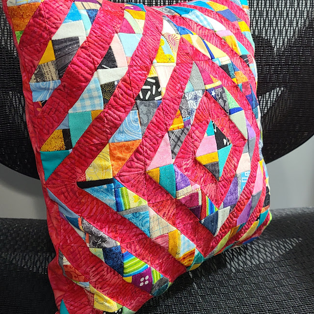 Crumb pieced HST cushion cover | DevotedQuilter.com