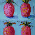 Pink Pineapples say "Hospitality", Contemporary Acrylic Still Life