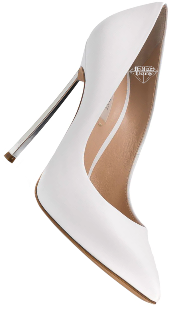 ♦Casadei white pointed toe stiletto pumps #casadei #shoes #white #brilliantluxury