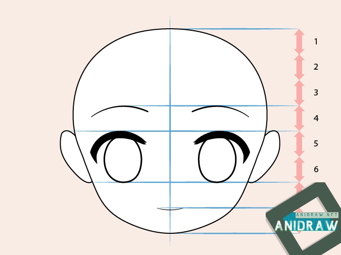 Chibi anime girl face proportions drawing