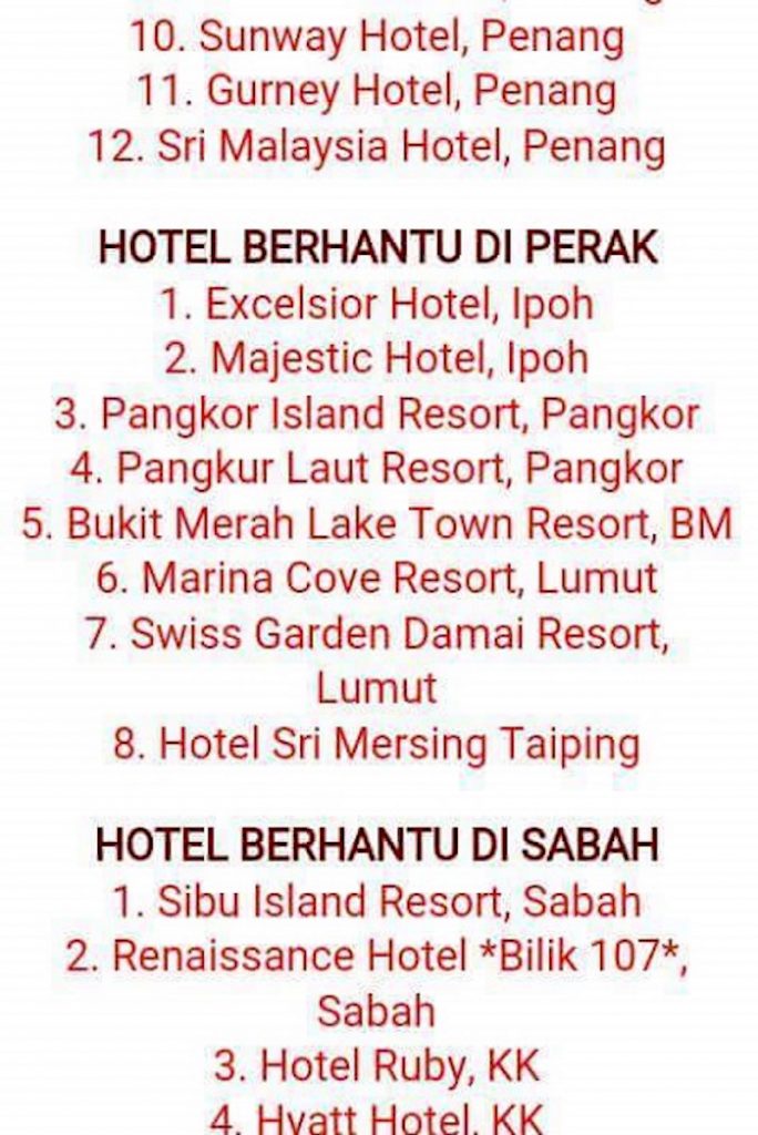 Senarai Hotel Berhantu Di Malaysia