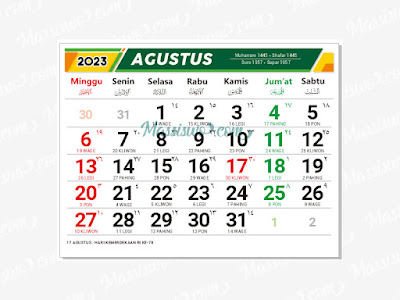 Template Kalender 2023 Bulan Agustus