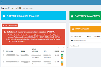 Cara Memindah Daftar Siswa Kelas Selesai Ke Daftar Capesun