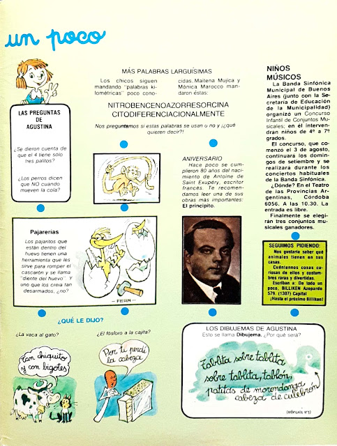 De Todo un Poco, Oscar Fernandez, juegos, trabalenguas, adivinanzas, Laura Devetach, Revista Billiken, decada del 80, 1980