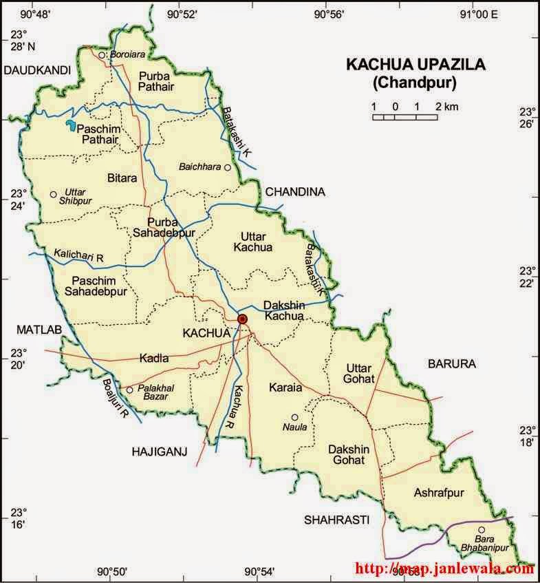 kachua (chandpur) upazila map of bangladesh