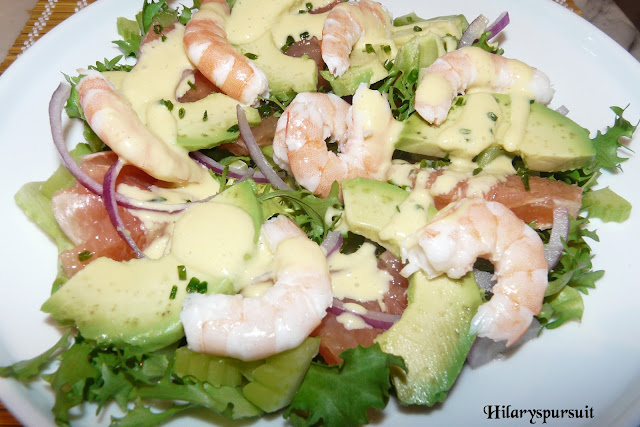 Salade de crevettes et son aïoli de citron vert