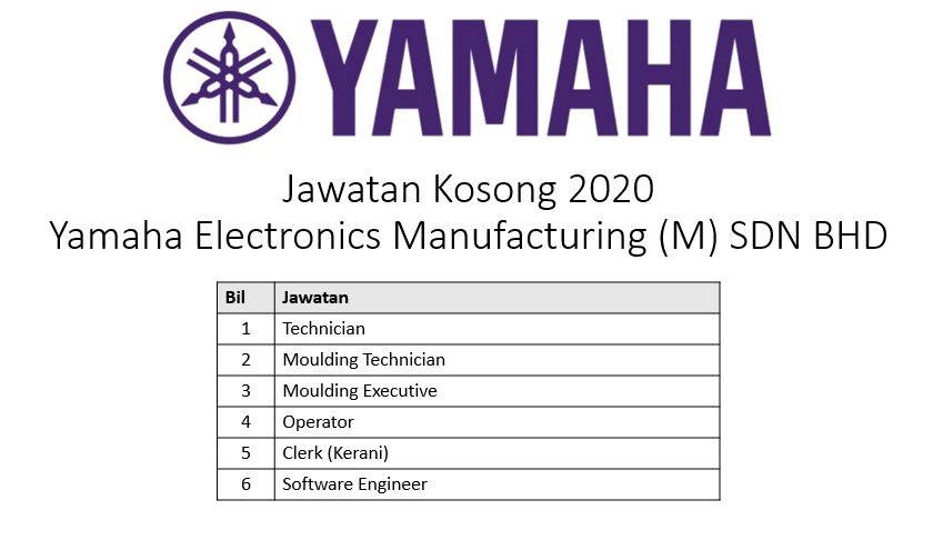 Jawatan Kosong Di Yamaha Electronics Manufacturing M Sdn Bhd