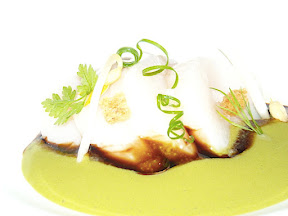 Vieira con crema de alga