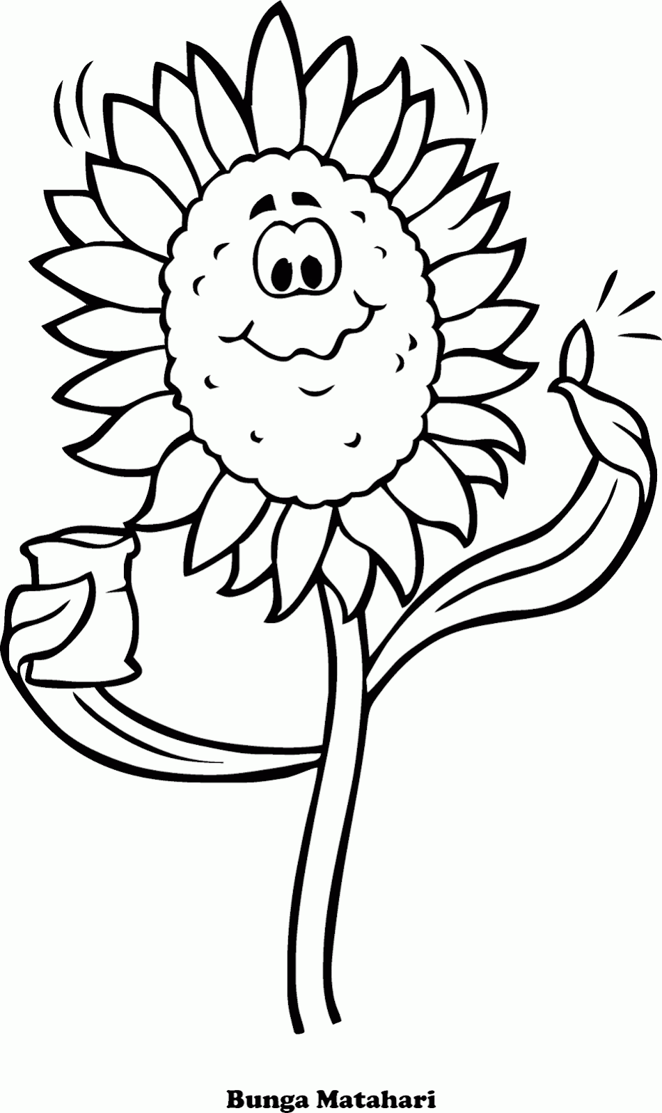 Mewarnai Gambar Bunga Matahari Versi Kartun - Contoh Anak PAUD
