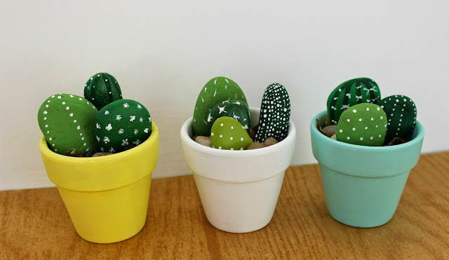 painted rock cactus pattern for home decor