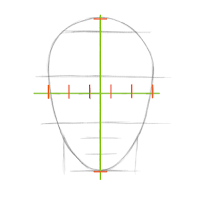 The two head proportions guidelines used to place and size the eyes.