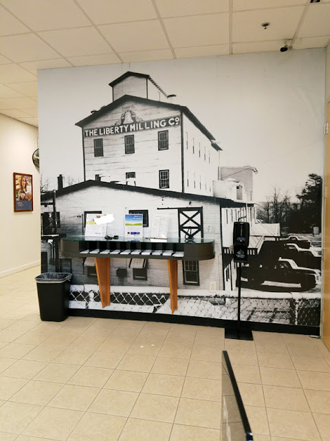 black and white picture inside the bank in Germantown MD