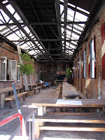 the retractable roof at radegast beer garden in brooklyn