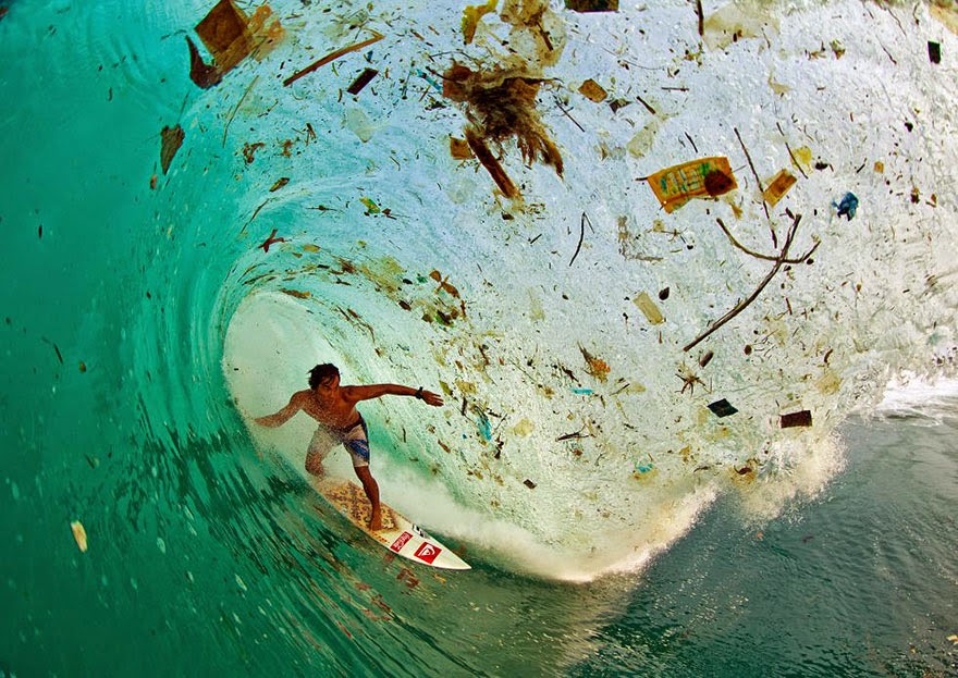 You Will Want To Recycle Everything After Seeing These Photos! - Surfing A Wave Full Of Trash (Java, Indonesia – The World’s Most Populated Island)