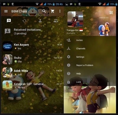 Download Blackberry Messenger For Android  BBM Mod Doraemon 3D Apk versi Terbaru