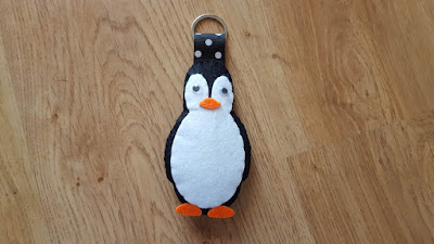 Felt penguin key chain