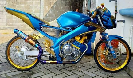 Modifikasi Vixion Warna Biru Polos Original Dongker 