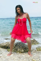 Hot, Telugu, actress, Hamsa, Nandhini, at, beach, in, pink, dress