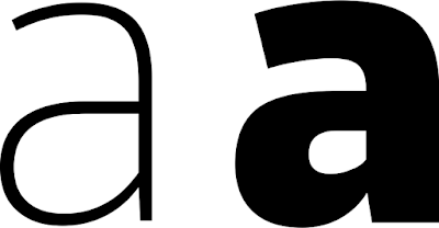 Thin letter "a" and black letter "a"