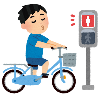 信号無視をする自転車のイラスト