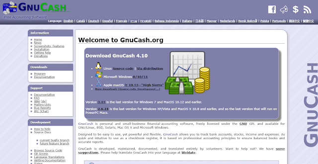 GnuCash website homepage screenshot