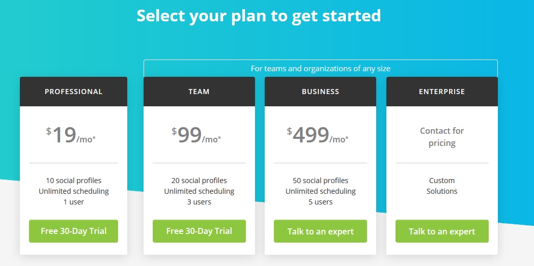 select your HootSuite Plan for social media