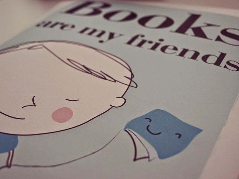 Lámina Books are my friends, personalizada para niños y niñas