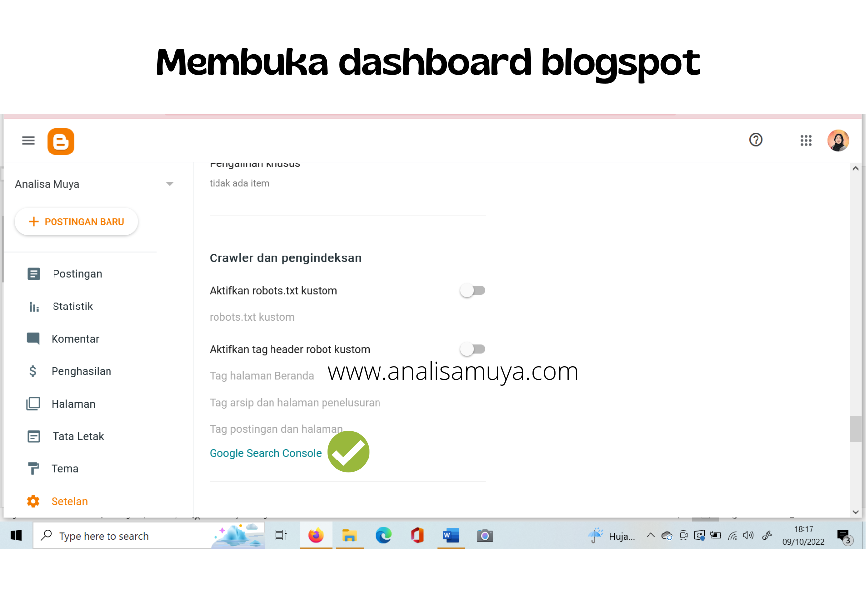 Membuka Dashboard Blogspot